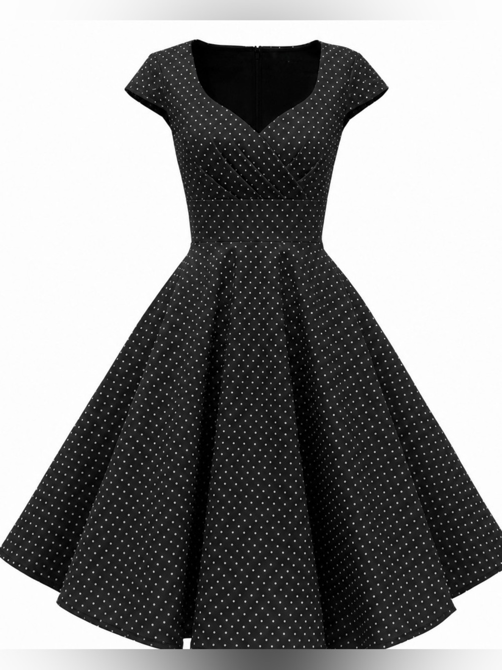 Vintage-Inspired Black Polka Dot Fit & Flare Dress